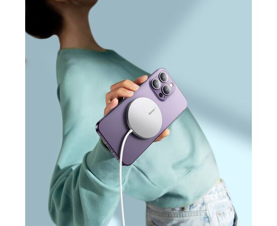 Зарядное устройство Baseus Simple Mini3 Magnetic Wireless Charger 15W Silver (CCJJ040012), изображение 11