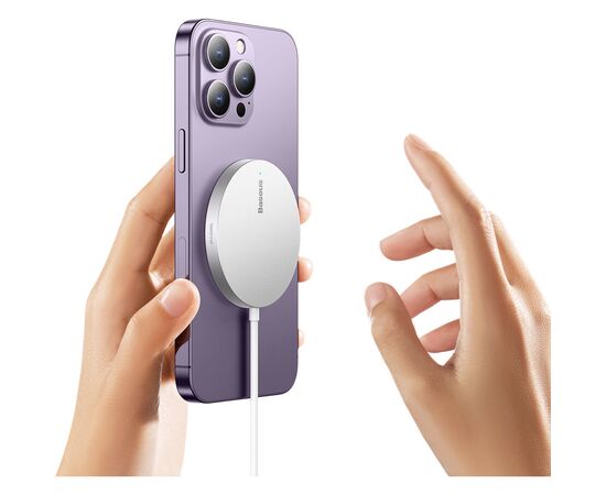 Зарядное устройство Baseus Simple Mini3 Magnetic Wireless Charger 15W Silver (CCJJ040012), изображение 9