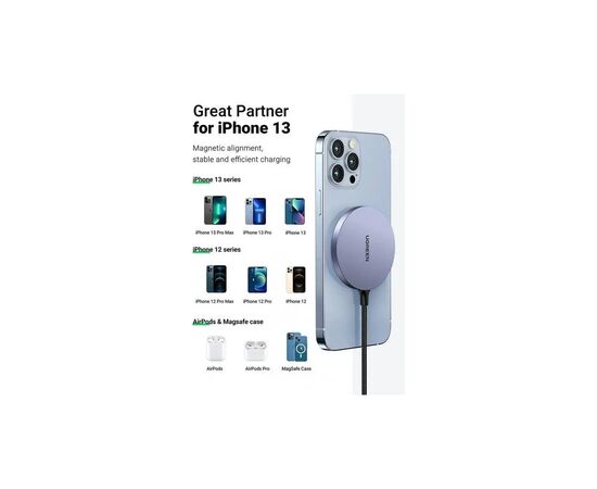 Зарядное устройство UGREEN Magnetic Wireless Charger 15W CD245 (30233), изображение 3