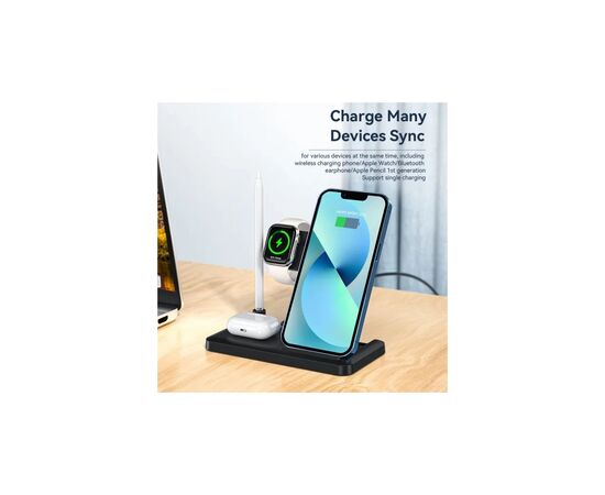 Зарядное устройство Essager 4-in-1 wireless charger 15W foldable desktop black (EWXZM-JC01-Z), изображение 6 Зарядное устройство Essager 4-in-1 wireless charger 15W foldable desktop black (EWXZM-JC01-Z), изображение 6