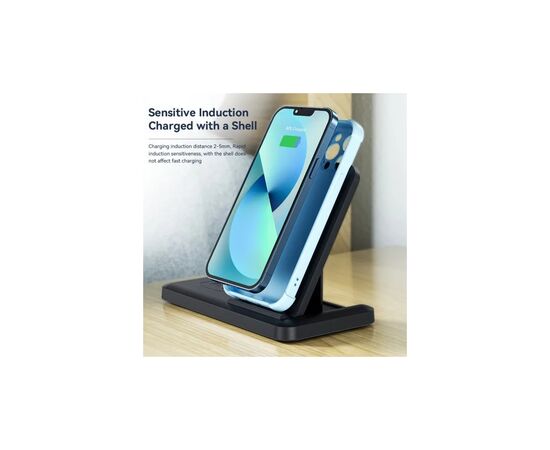 Зарядное устройство Essager 4-in-1 wireless charger 15W foldable desktop black (EWXZM-JC01-Z), изображение 7 Зарядное устройство Essager 4-in-1 wireless charger 15W foldable desktop black (EWXZM-JC01-Z), изображение 7