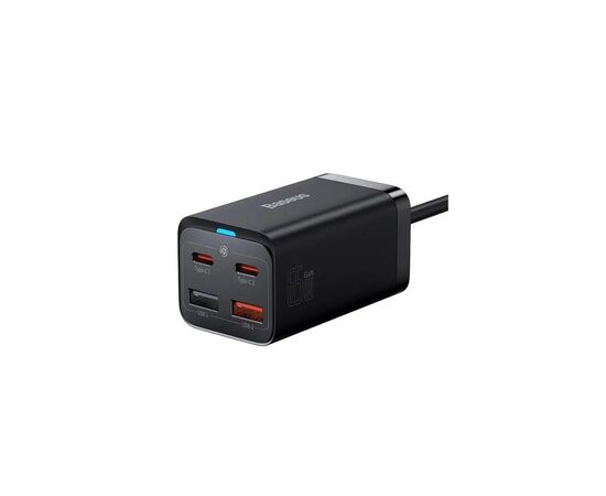 Зарядное устройство Baseus 2xUSB-C 65W + 2xUSB GaN + cable USB-C to USB-C 100W 1.0m black (CCGP040101), изображение 2