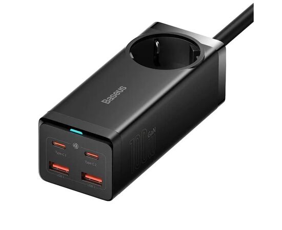 Зарядное устройство Baseus AC + 2xUSB-C 100W + 2xUSB + cable USB-C to USB-C 100W 1.0m black (PSZM000401)