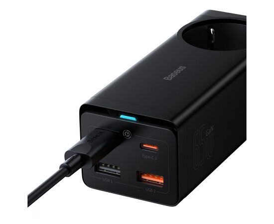 Зарядное устройство Baseus AC + 2xUSB-C 65W + 2xUSB black (PSZM000901), изображение 5