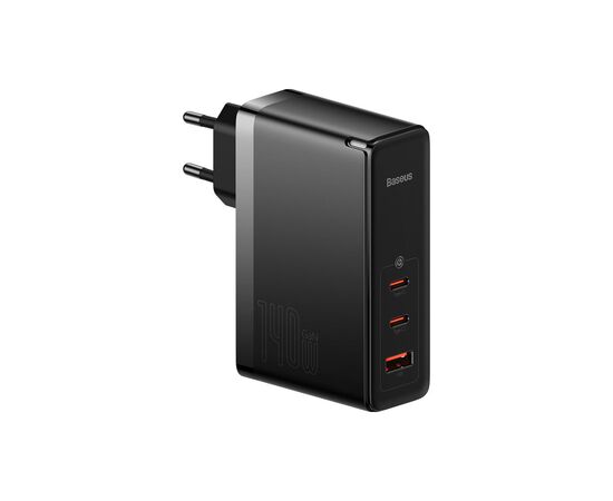 Зарядное устройство Baseus 2xUSB-C 140W + 1xUSB GaN + cable USB-C to USB-C black (CCGP100201)