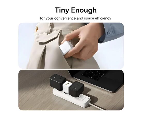 Зарядное устройство Baseus 1xUSB-C 20W + 1xUSB white + cable USB-C to USB-C 60W 1.0m (P10111608213-01), изображение 11