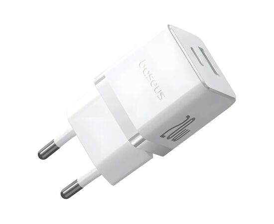 Зарядное устройство Baseus 1xUSB-C 20W + 1xUSB white + cable USB-C to USB-C 60W 1.0m (P10111608213-01), изображение 4