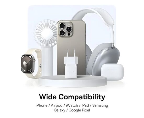 Зарядное устройство Baseus 1xUSB-C 20W + 1xUSB white + cable USB-C to USB-C 60W 1.0m (P10111608213-01), изображение 9