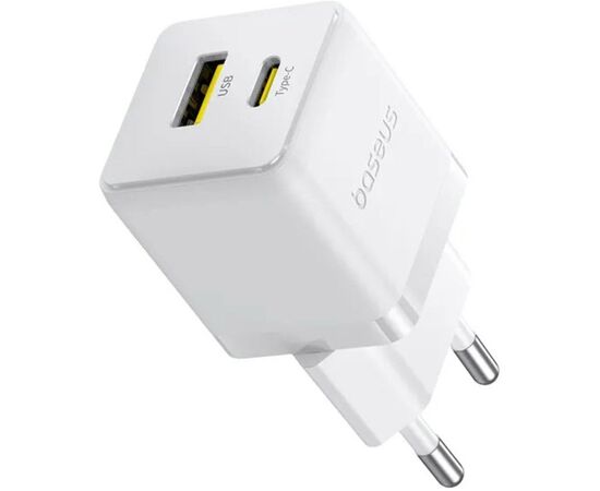 Зарядное устройство Baseus 1xUSB-C 30W + 1xUSB white (P1011160A213-00)