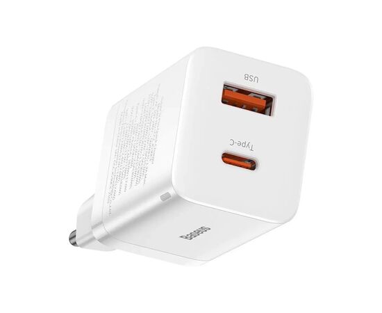 Зарядное устройство Baseus 1xUSB-C 30W + 1xUSB white (CCSUPP-E02), изображение 4