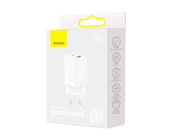 Зарядное устройство Baseus 1xUSB-C 30W + 1xUSB white (CCSUPP-E02), изображение 6
