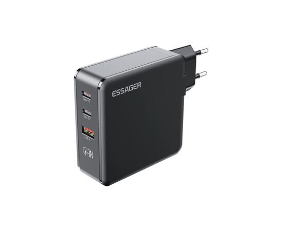 Зарядное устройство Essager 2xUSB-C + 1xUSB 140W GaN (ECT2CA-ZCB01-Z), изображение 2 Зарядное устройство Essager 2xUSB-C + 1xUSB 140W GaN (ECT2CA-ZCB01-Z), изображение 2