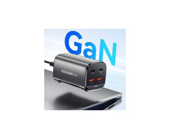 Зарядное устройство Essager 2xUSB-C + 2xUSB 67W GaN (ECT2AC-JYB0G-Z), изображение 6 Зарядное устройство Essager 2xUSB-C + 2xUSB 67W GaN (ECT2AC-JYB0G-Z), изображение 6