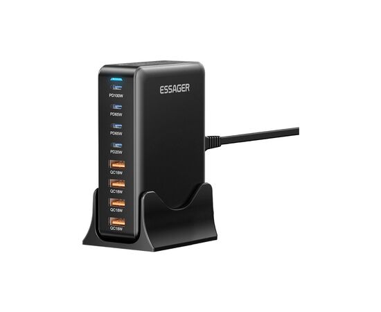 Зарядное устройство Essager 4xUSB-C + 4xUSB 320W GaN (EZC320W-QJB0G-Z), изображение 3 Зарядное устройство Essager 4xUSB-C + 4xUSB 320W GaN (EZC320W-QJB0G-Z), изображение 3