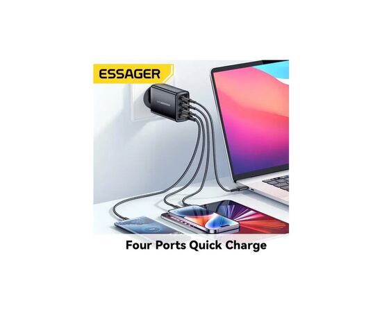 Зарядное устройство Essager 3xUSB-C + 1xUSB 120W GaN (ECT3CA-JZB01-Z), изображение 3 Зарядное устройство Essager 3xUSB-C + 1xUSB 120W GaN (ECT3CA-JZB01-Z), изображение 3