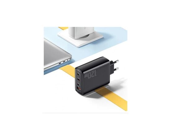 Зарядное устройство Essager 3xUSB-C + 1xUSB 120W GaN (ECT3CA-JZB01-Z), изображение 5 Зарядное устройство Essager 3xUSB-C + 1xUSB 120W GaN (ECT3CA-JZB01-Z), изображение 5
