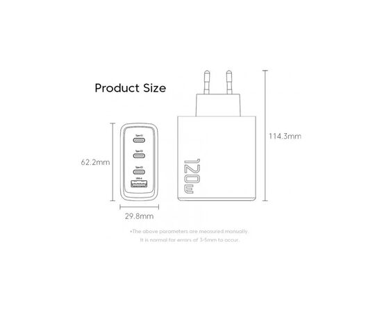 Зарядное устройство Essager 3xUSB-C + 1xUSB 120W GaN (ECT3CA-JZB01-Z), изображение 7 Зарядное устройство Essager 3xUSB-C + 1xUSB 120W GaN (ECT3CA-JZB01-Z), изображение 7