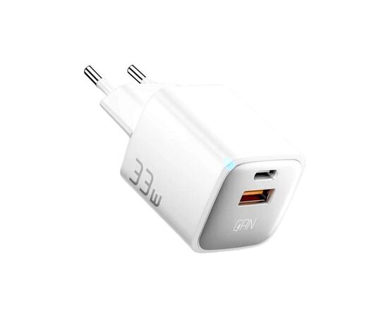 Зарядний пристрій Essager 1xUSB + 1xUSB-C 33W GaN white (ECTAC-JXB02-Z), зображення 2