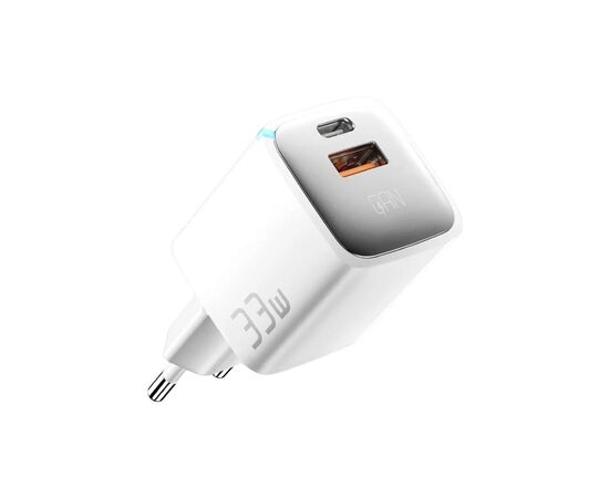 Зарядное устройство Essager 1xUSB + 1xUSB-C 33W GaN white (ECTAC-JXB02-Z)