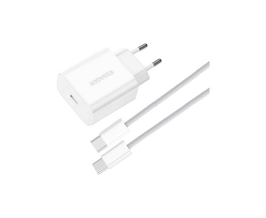 Зарядное устройство Essager USB-C PD20W + cable USB-C to USB-C white (EFJB02-JSTT2-T) Зарядное устройство Essager USB-C PD20W + cable USB-C to USB-C white (EFJB02-JSTT2-T)