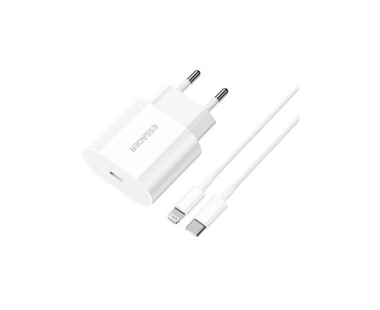 Зарядное устройство Essager USB-C PD20W + cable USB-C to Lightning white (EFJB02-XBL02-T) Зарядное устройство Essager USB-C PD20W + cable USB-C to Lightning white (EFJB02-XBL02-T)