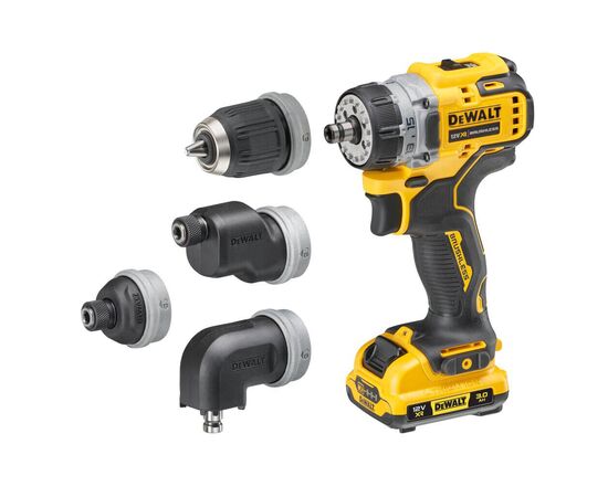 Шуруповерт DeWALT XR Li-Ion 12V, 2x3Ah, со сменными насадками, 57.5 Нм, 0-425/0-1500 об/мин, 0.7, TSTAK (DCD703L2T), изображение 3 Шуруповерт DeWALT XR Li-Ion 12V, 2x3Ah, со сменными насадками, 57.5 Нм, 0-425/0-1500 об/мин, 0.7, TSTAK (DCD703L2T), изображение 3
