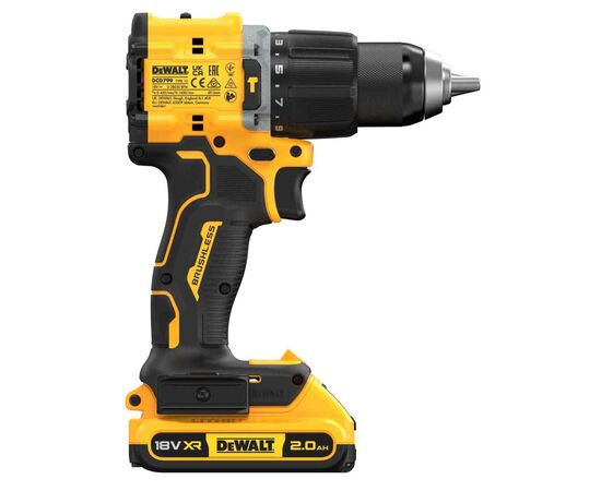 Шуруповерт DeWALT XR Li-Ion 18V 2x2Ah, 74 Нм, 0-450/0-1650 об/мин, 1.17 кг, TSTAK (DCD799D2T), изображение 5 Шуруповерт DeWALT XR Li-Ion 18V 2x2Ah, 74 Нм, 0-450/0-1650 об/мин, 1.17 кг, TSTAK (DCD799D2T), изображение 5