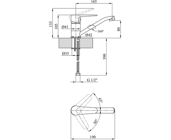 Змішувач Kroner Elbe-C012 (CV023576), зображення 7