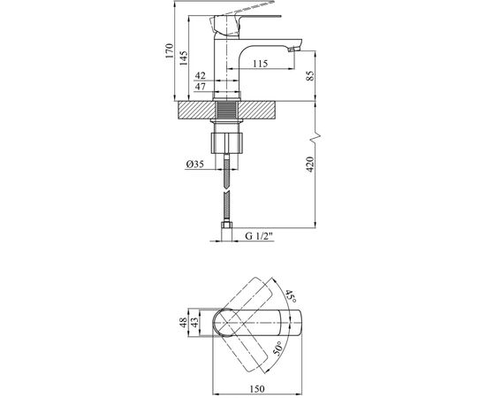 Змішувач Kroner Fulda-W010 (CV018077), зображення 7