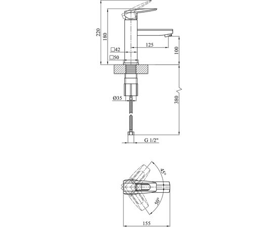 Змішувач Kroner Kante-C010 (CV023579), зображення 6