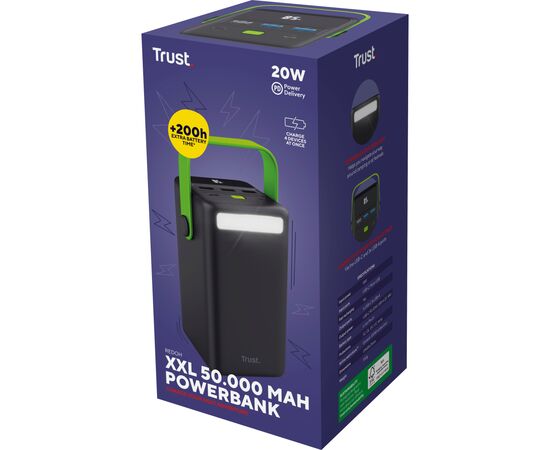 Батарея універсальна Trust 50000mAh Redoh XXL, 3хUSB-A/USB-C, 20W, black (25196_TRUST), зображення 10
