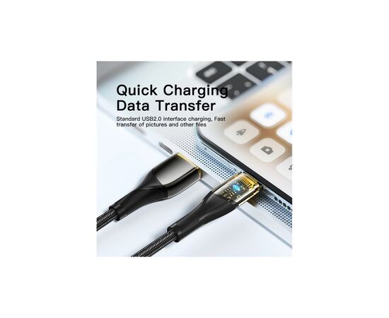 Дата кабель USB 2.0 AM to USB-C 2.0m 7A black Essager (EXCT-XJA01-P), изображение 4