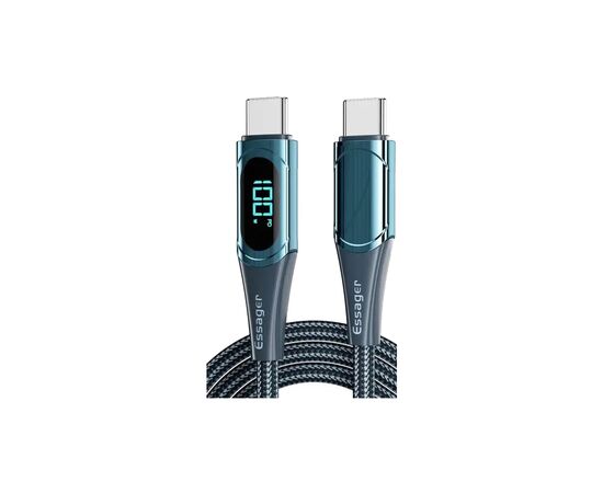 Дата кабель USB-C to USB-C 1.0m 100W Digital Display blue Essager (ES-XCTT1-YD03)