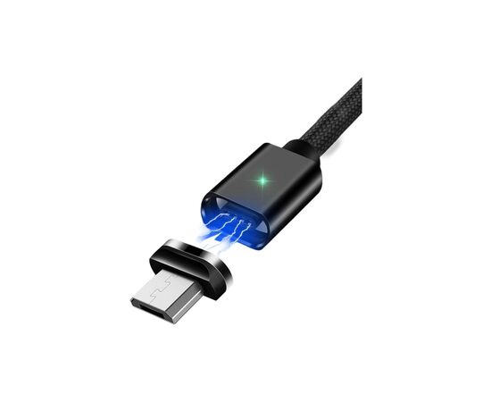 Дата кабель USB 2.0 AM to Micro 5P 1.0m Magnetic black Essager (EXCCXM-ML01), изображение 2