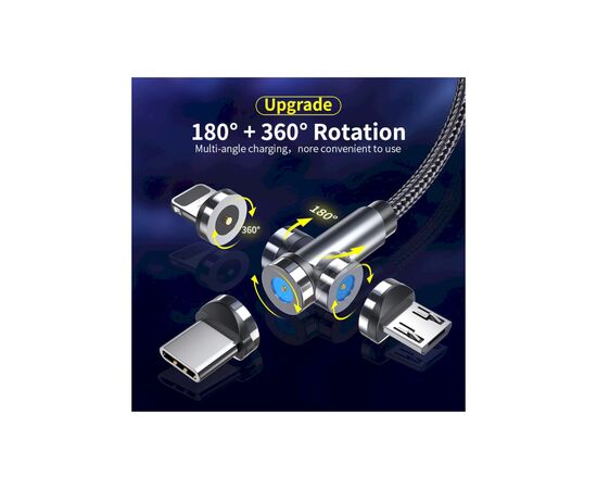 Дата кабель USB 2.0 AM to USB-C 1.0m magnetic black Essager (EXCCXT-WC0G), зображення 2