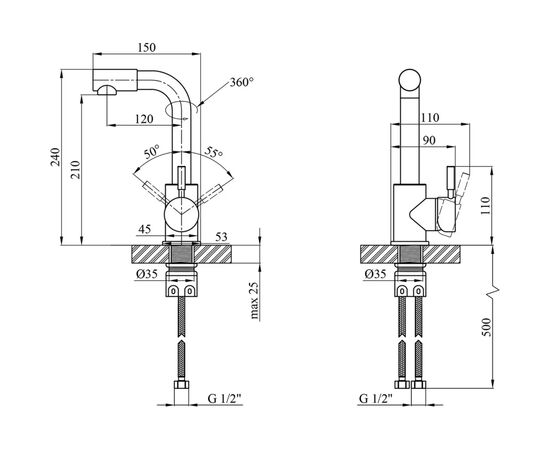 Смеситель Kroner Klassisch-ESG012 (CV023008), изображение 9