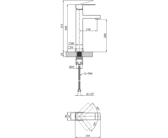 Смеситель Kroner Kubus-SCH010-3 (CV031191), изображение 7