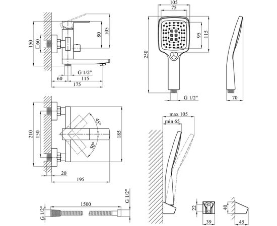 Смеситель Kroner Edelstahl Kubus-SCH010 + змішувач Edelstahl Kubus-SCH060 (CVS30160), изображение 11
