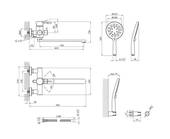 Смеситель Kroner Edelstahl Klassisch-SCH070 + змішувач Edelstahl Klassisch-SCH010 (CVS30149), изображение 11