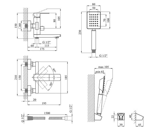 Смеситель Kroner Edelstahl Kubus-ESG010 + змішувач Edelstahl Kubus-ESG060 (CVS30150), изображение 11