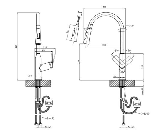 Смеситель Kroner Graz-GRP030-T + змішувач Graz-GRP010 (CVS30148), изображение 11