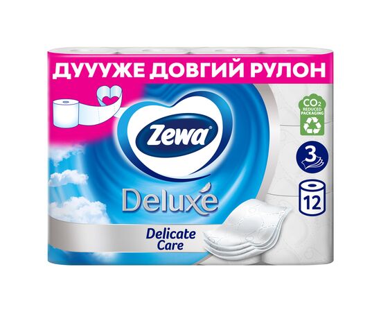 Туалетная бумага Zewa Deluxe белая 3 слоя 12 рулонов (7322540989779)