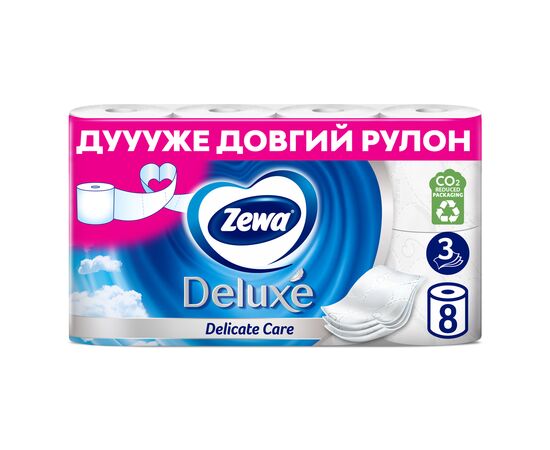 Туалетний папір Zewa Deluxe білий 3 шари 8 рулонів (7322541171739)