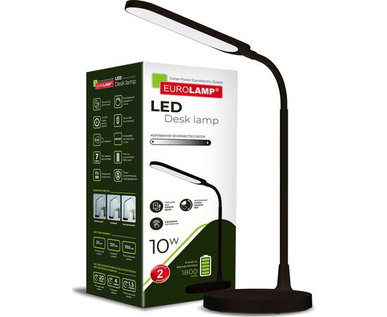 Настольная лампа Eurolamp LED 10W 350lm 4000K 1800mAh (LED-TLB-10W(black)), изображение 2