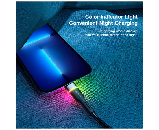 Дата кабель USB 2.0 AM to Lightning 2.0m 2.4A LED black Essager (EXCL-XCDA01), изображение 6