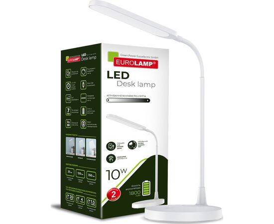 Настольная лампа Eurolamp LED 10W 350lm 4000K 1800mAh (LED-TLB-10W(white)), изображение 2
