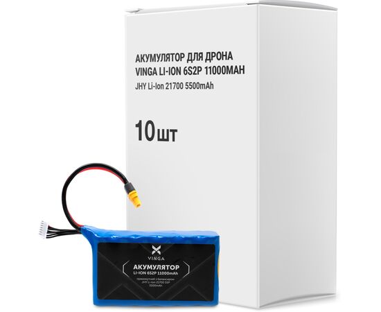 Аккумуляторный блок Vinga Li-Ion 6S2P 11000mAh коробка 10 шт (JHY Li-Ion 21700 5500mAh) (V6S2P-10PCS-11000MAH)