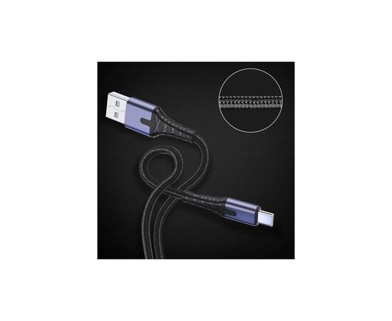 Дата кабель USB 2.0 AM to USB-C 2.0m 3A LED black Essager (EXCT-XGA0G), зображення 5