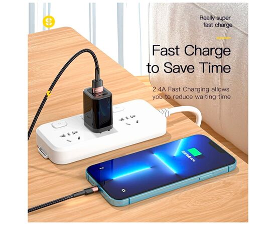 Дата кабель USB 2.0 AM to Lightning 2.0m 2.4A black Essager (EXCL-XCA01), изображение 4