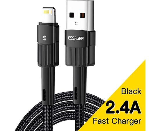 Дата кабель USB 2.0 AM to Lightning 2.0m 2.4A black Essager (EXCL-XCA01)